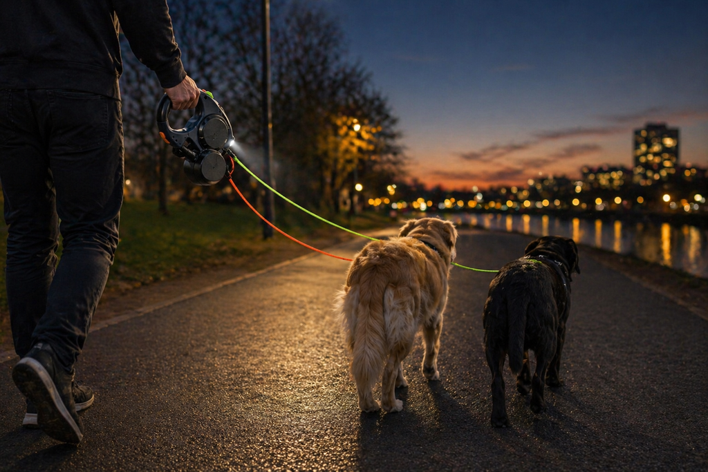 Dual Dog Leash with LED Light – No-Tangle | AU