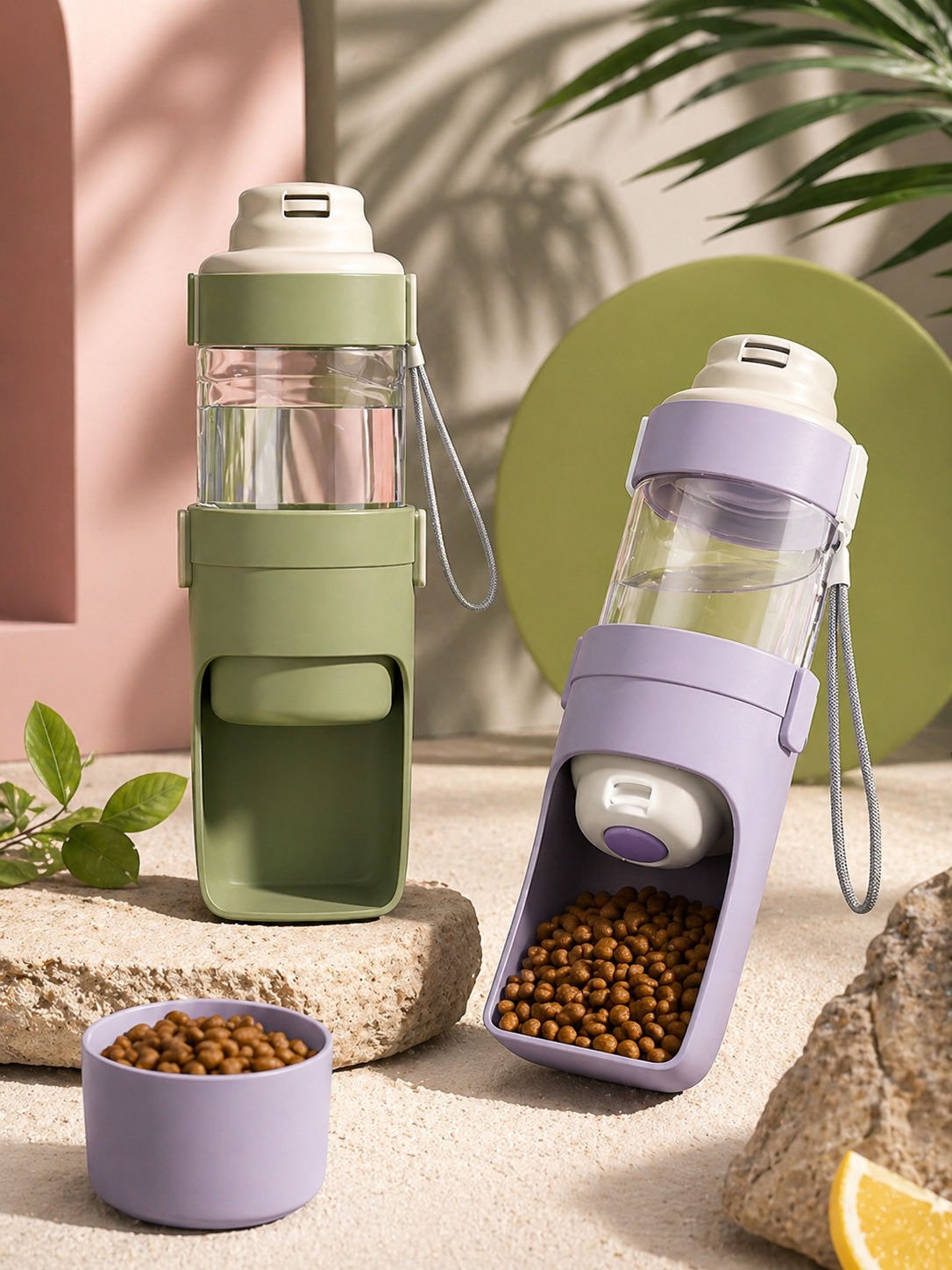 Dog Water Bottle + Food Container – 2-in-1 Travel Bottle | AU